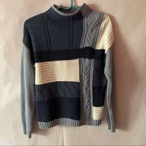 Chaps Color Block Multi-knit Sweater Size Small Cotton Blend